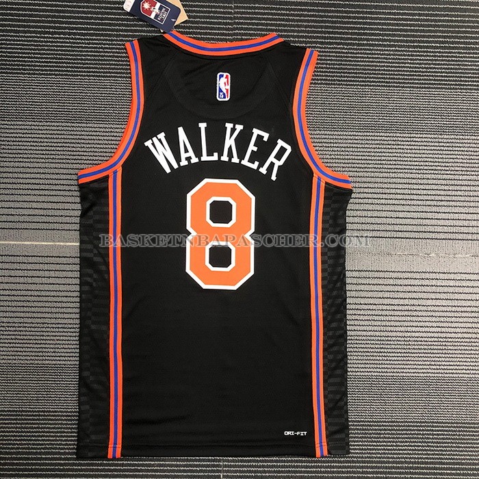 Maillot New York Knicks Kemba Walker NO 8 Ville 2021-22 Noir